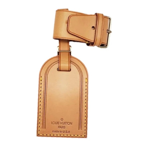 Louis Vuitton Tan Leather Luggage Tag Vintage - Picture 1 of 4